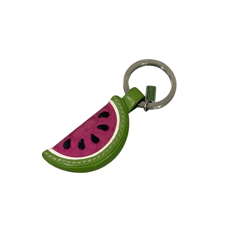 Vintage Coach Watermelon Pink Keychain Fruit Slice Purse Bag Charm Key Fob Rare